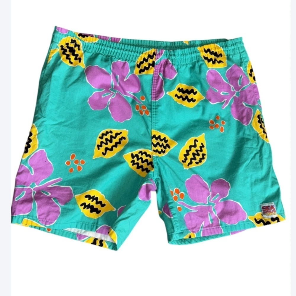 Vintage Sea & Ski floral print swim shorts / board shorts Size Large